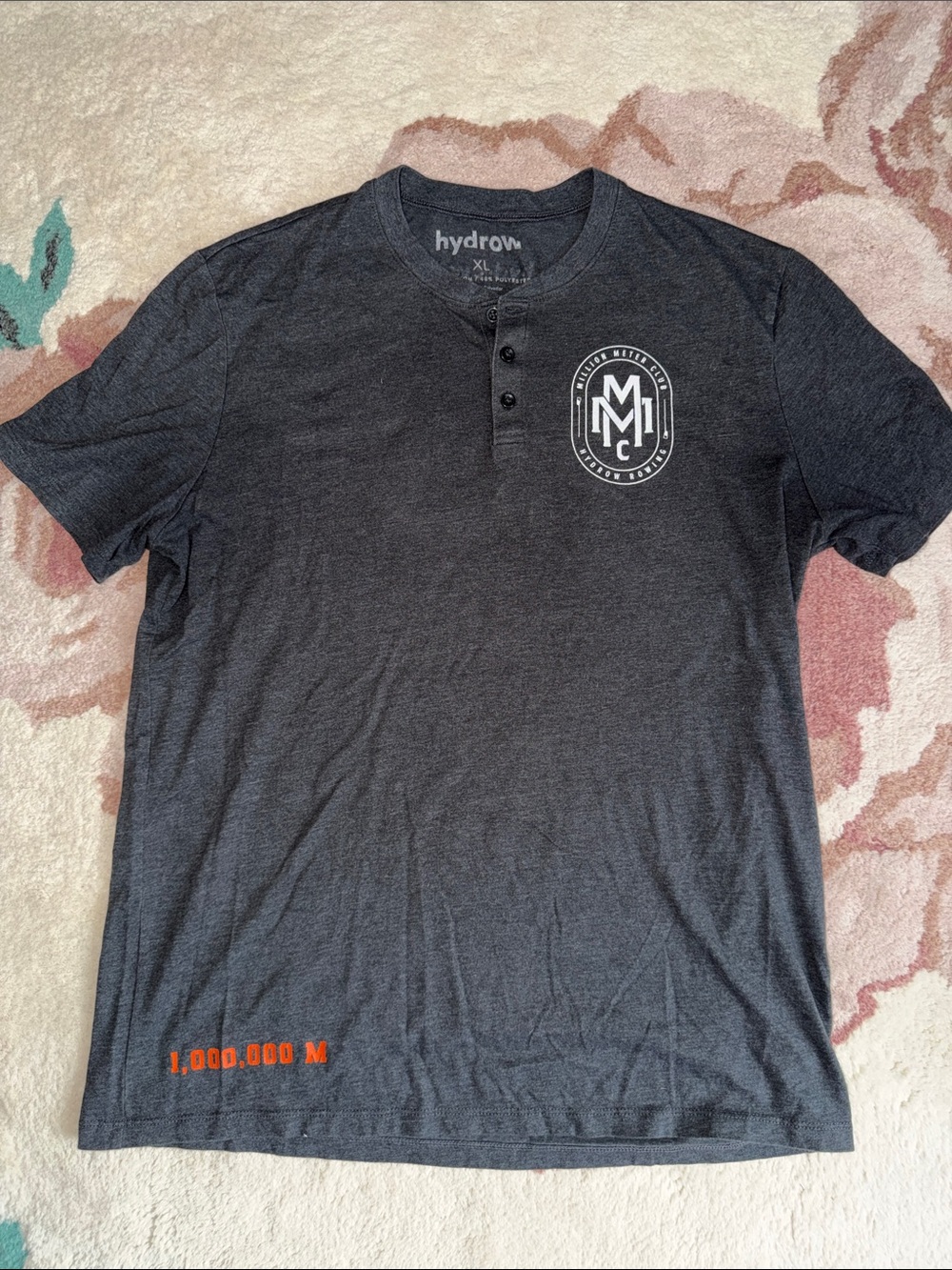 Hydrow Men’s Dark Gray Henley T‑Shirt with MMC Logo
